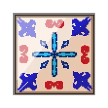 Ornament arabic mosaic tile pixel art vector illustration Stock Illustration
