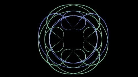 Ornament based on a double circle develops into a flower shape symmetrical in Video stock 162351754