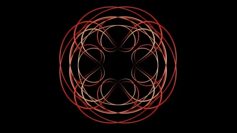 Ornament based on a double circle morphing into a flower curly ornament Stock Footage 162504375