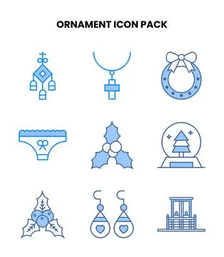 Ornament Blue Bundle Icons Pack Stock Illustration
