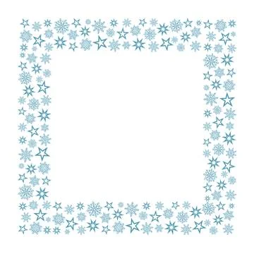 Ornament border or frame with snowflake and star for Christmas holiday cards  Illustrazione stock