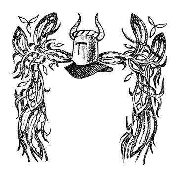 Ornament with calligraphic elements in baroque style. Medieval vintage heraldry Illustrazione stock