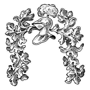 Ornament with calligraphic elements in baroque style. Medieval vintage heraldry 스톡 일러스트