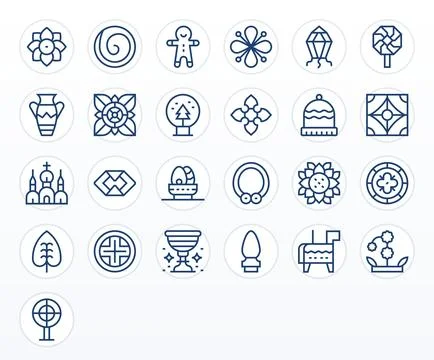 Ornament Comprehensive Vector Bundle with 25 Pixel Optimized Regular Line 1.. Stock Illustration
