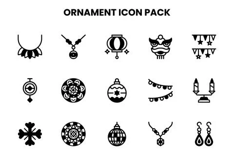 Ornament DuoTone Vector Icons Pack Stock Illustration