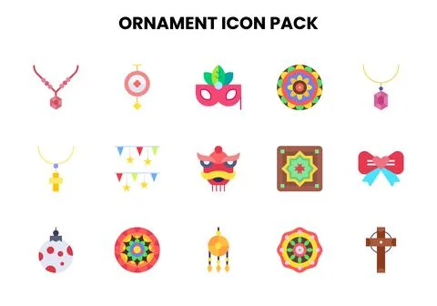 Ornament Flat Bundle Icons Pack Stock Illustration