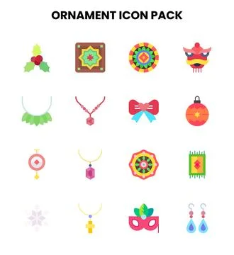 Ornament Flat Vector Icons Pack Stock Illustration