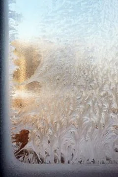An ornament of frost on a window Stock Photos