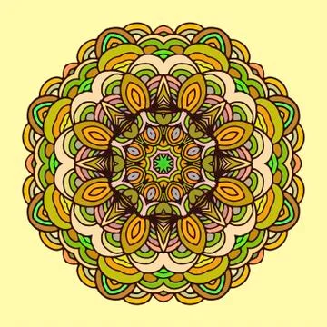 Ornament hand drawn mandala colorful Stock Illustration