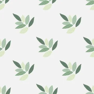 Ornament leafs seamless botanic pattern. Green elements and light background  Illustrazione stock