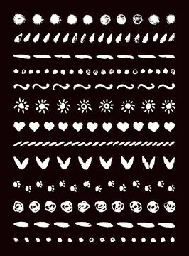 Ornament line border set. Brush hand drawing doodle design element frame Stock Illustration