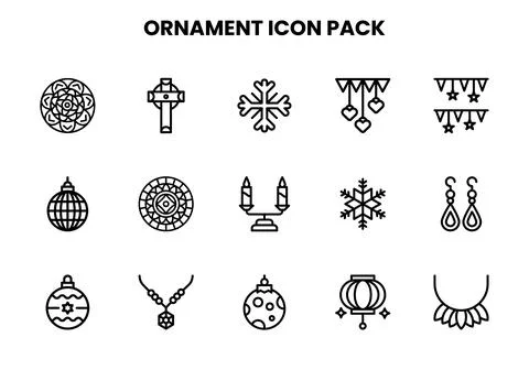 Ornament Line Graphics Icons Pack Stock Illustration