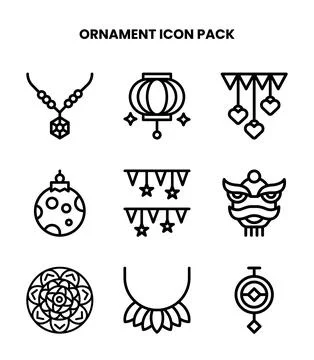 Ornament Line Graphics Icons Pack Stock Illustration