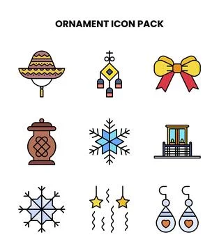 Ornament Lineal Color Graphics Icons Pack Stock Illustration