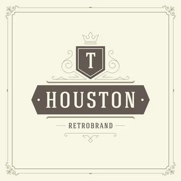 Ornament logo design template vector flourishes calligraphic vintage frame. Stock Illustration