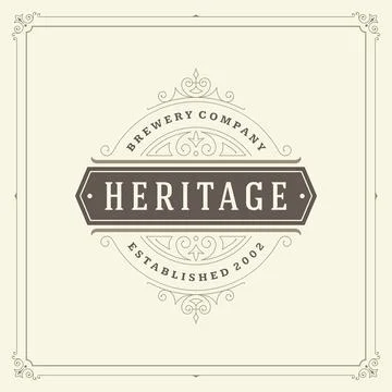 Ornament logo design template vector flourishes calligraphic vintage frame. Stock Illustration