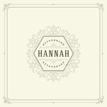Ornament logo design template vector flourishes calligraphic vintage frame. Illustrazione stock
