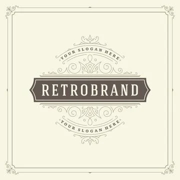 Ornament logo design template vector flourishes calligraphic vintage frame. Stock Illustration