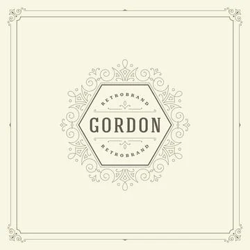 Ornament logo design template vector flourishes calligraphic vintage frame. Stock Illustration