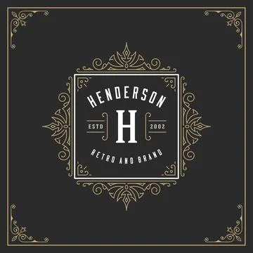 Ornament logo design template vector flourishes calligraphic vintage frame. Stock Illustration