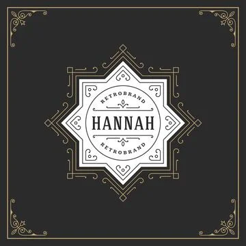 Ornament logo design template vector flourishes calligraphic vintage frame. Illustrazione stock