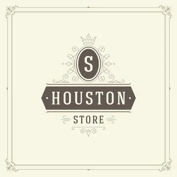 Ornament logo design template vector flourishes calligraphic vintage frame. Stock Illustration