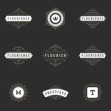 Ornament logos design templates vector decoration set Stock Illustration