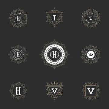 Ornament Logos Design Templates Vector Decoration Set Stock Illustration