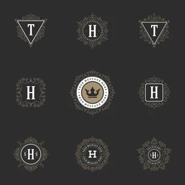 Ornament Logos Design Templates Vector Decoration Set Stock Illustration