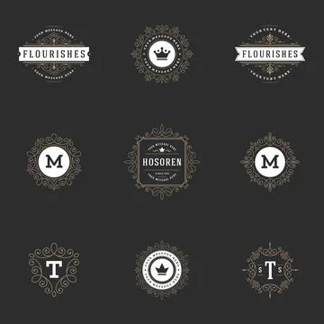 Ornament Logos Design Templates Vector Decoration Set Stock Illustration