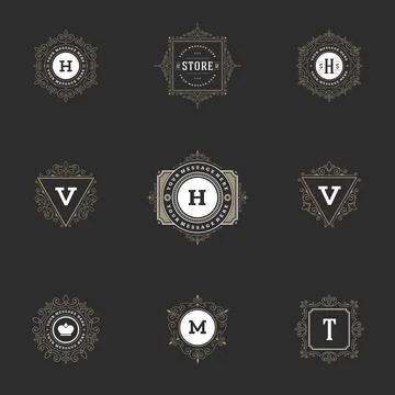 Ornament Logos Design Templates Vector Decoration Set Stock Illustration