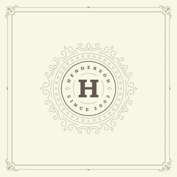 Ornament monogram logo design template vector flourishes calligraphic vinta.. Stock-Illustration