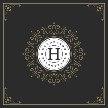 Ornament monogram logo design template vector flourishes calligraphic vinta.. イラスト素材