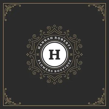 Ornament monogram logo design template vector flourishes calligraphic vinta.. イラスト素材