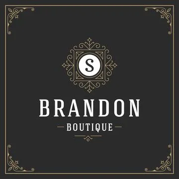 Ornament monogram logo design template vector flourishes calligraphic vinta.. イラスト素材