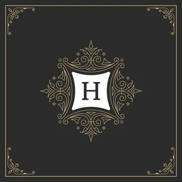Ornament monogram logo design template vector flourishes calligraphic vinta.. イラスト素材