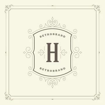Ornament monogram logo design template vector flourishes calligraphic decor.. Stock Illustration