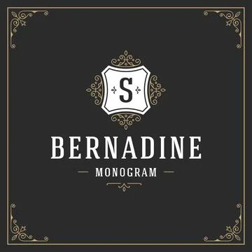 Ornament monogram logo design template vector flourishes calligraphic decor.. Stock Illustration