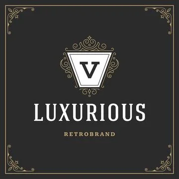 Ornament monogram logo design template vector flourishes calligraphic vinta.. Stock Illustration