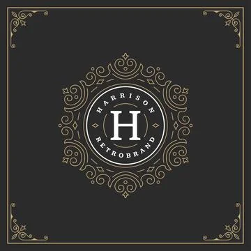 Ornament monogram logo design template vector flourishes calligraphic vinta.. Stock Illustration