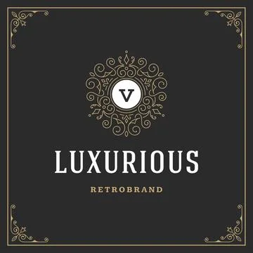 Ornament monogram logo design template vector flourishes calligraphic vinta.. イラスト素材