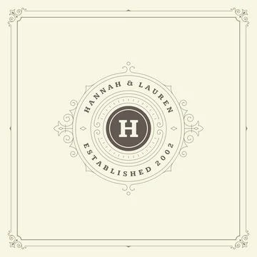 Ornament monogram logo design template vector flourishes calligraphic vinta.. Stock Illustration