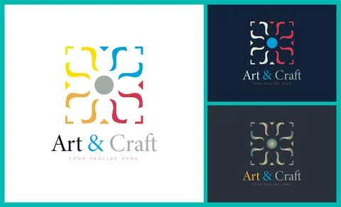 Ornament pattern colourful set modern art and craft logo template design Stock Illustration