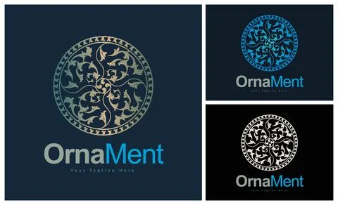 Ornament pattern colourful set modern luxury art and craft logo template design Stock Illustration