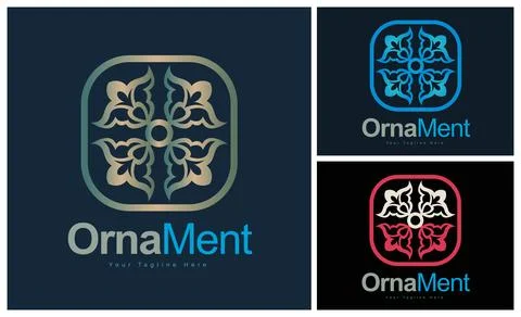 Ornament pattern colourful set modern luxury art and craft logo template design Stock Illustration