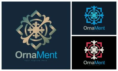 Ornament pattern colourful set modern luxury art and craft logo template design Stock Illustration