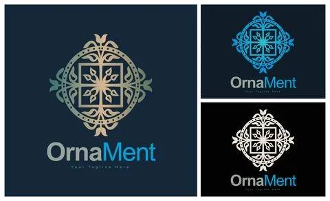 Ornament pattern colourful set modern luxury art and craft logo template design Stock Illustration