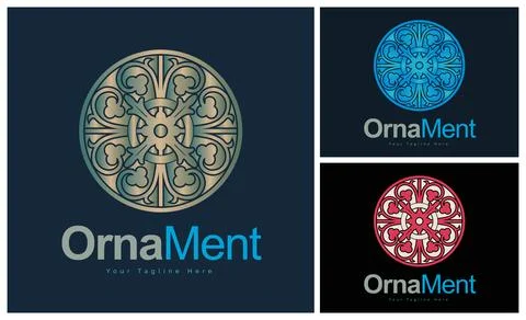 Ornament pattern colourful set modern luxury art and craft logo template design Stock Illustration