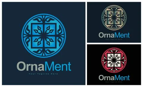 Ornament pattern colourful set modern luxury art and craft logo template design Stock Illustration