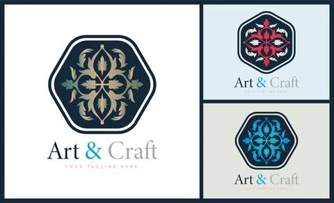 Ornament pattern colourful set modern luxury art and craft logo template design Stock-Illustration